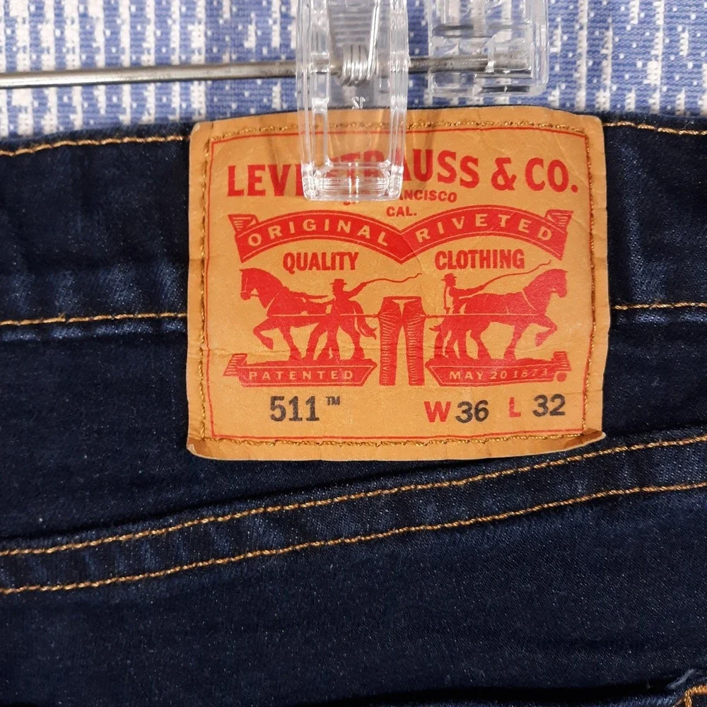 Levi's‎ 511 Jeans Mens 36 x 32 Blue Straight Leg Denim 5-Pocket Dark Wash